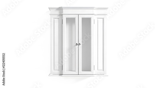 Elegant White Bathroom Cabinet with Glass Doors photo