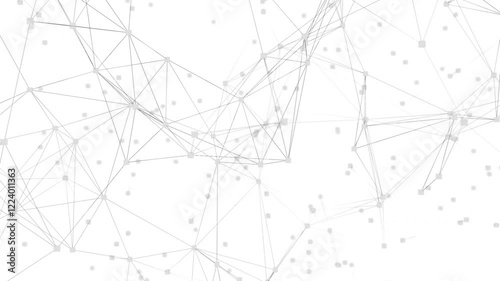 3d render loop of abstract technology plexus connection dot wireframe on white background