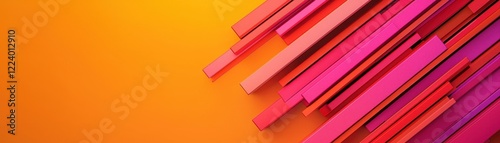 Geometry grid artistry concept. Vibrant abstract design with colorful diagonal lines on a warm orange background.