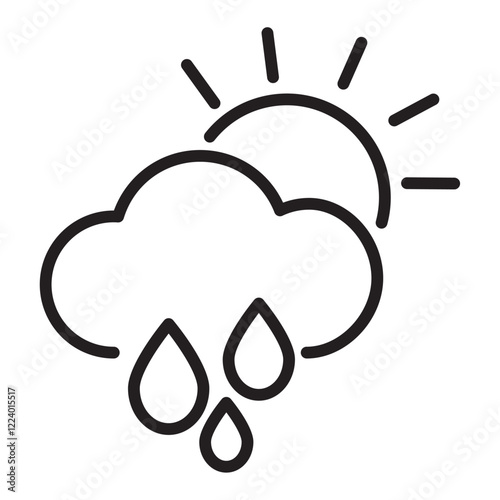 Rainy cloud and wind weather outline icon