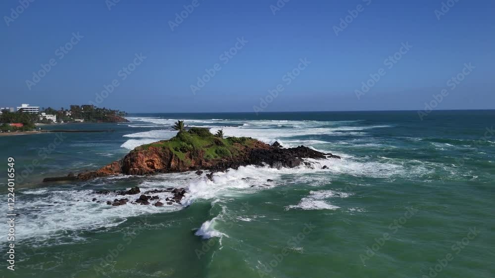 Parrot Rock Sri Lanka South Asia aerial drone landscape landmark Mirissa Beach Parrot Rock Sri Lanka South Asia aerial drone landscape landmark Mirissa Beach