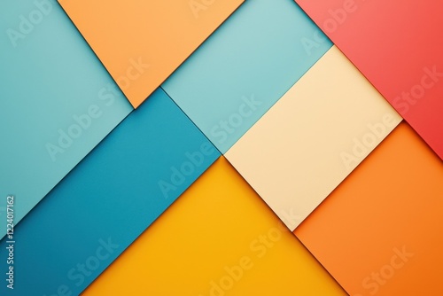 Geometry grid artistry concept. Colorful overlapping paper sheets create a vibrant and dynamic background.