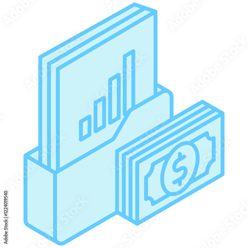 Portfolio dual tone isometric 3D color icon. use for modern concept, print, UI, UX kit, web and app development. Vector EPS 10, related to education, business, finance.