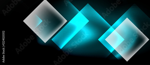 Dark neon colors with glass square shapes