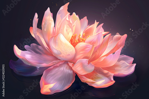 orange lotus beautiful on black background