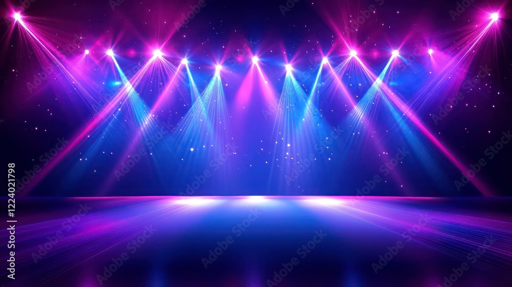 Fototapeta premium Abstract futuristic stage with neon rays , neon, abstract, futuristic, empty, stage, technology, light, rays, glow