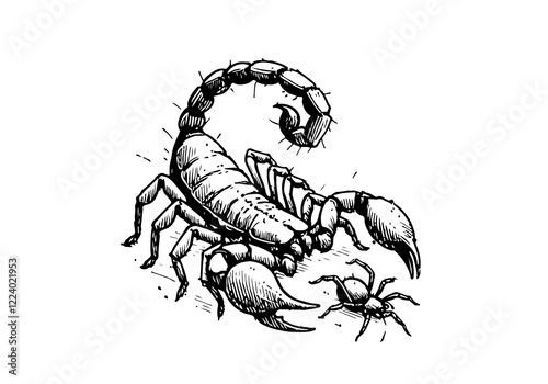 Scorpion hand drawn Illustration Sketch Vector Isolated