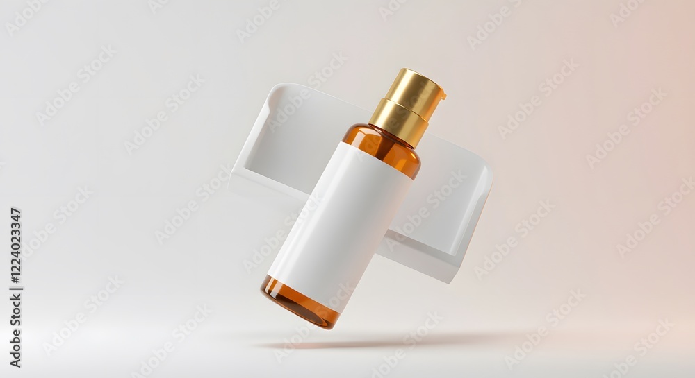 Amber Glass Bottle Mockup with Minimalist Design Amber Glass Bottle Mockup with Minimalist Design