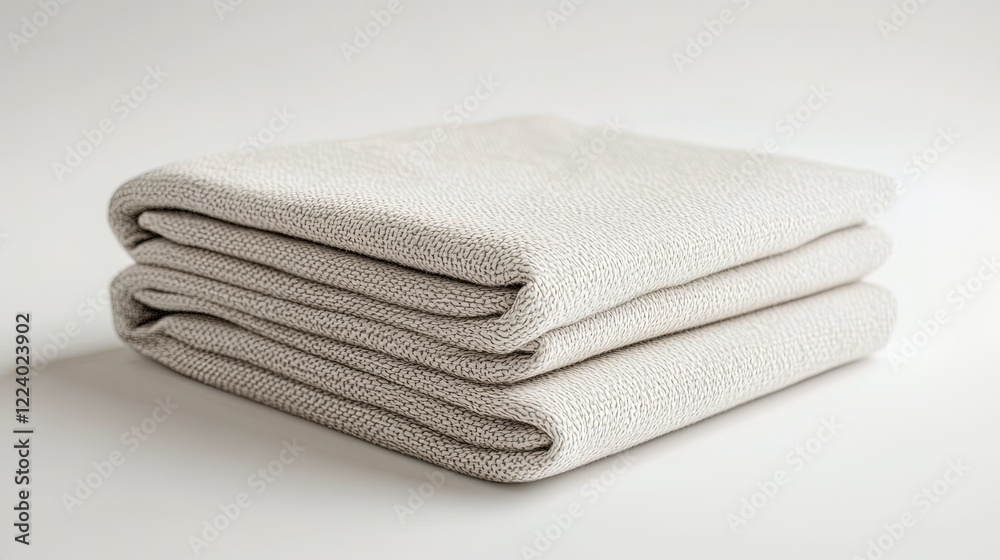 Realistic 3D mockup of a folded t-shirt with customizable logo, fabric texture details Realistic 3D mockup of a folded t-shirt with customizable logo, fabric texture details