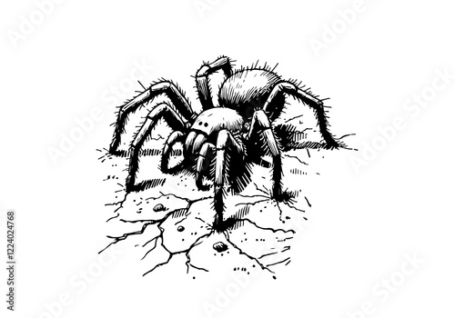 Spider hand drawn Illustration Sketch Vector Isolated