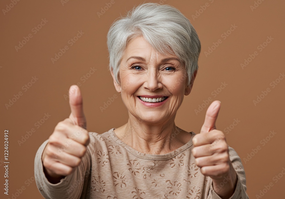 Beautiful senior woman smiling with thumbs up Beautiful senior woman smiling with thumbs up
