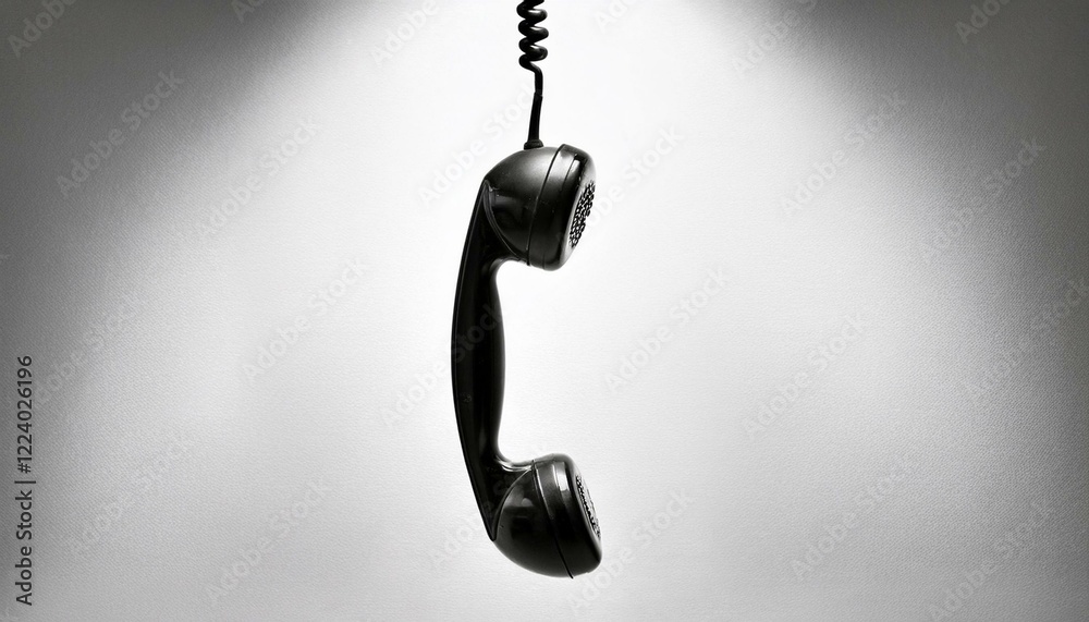 A vintage black telephone handset hangs, a poignant symbol of unanswered calls.