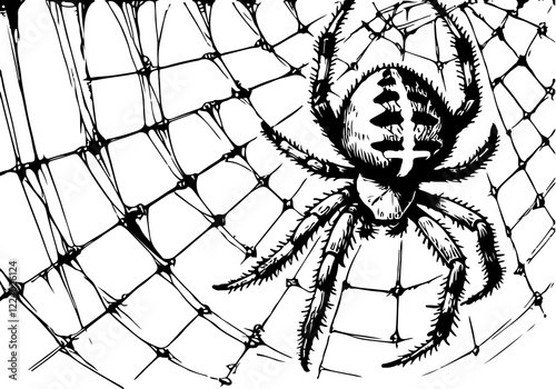 Spider hand drawn Illustration Sketch Vector Isolated