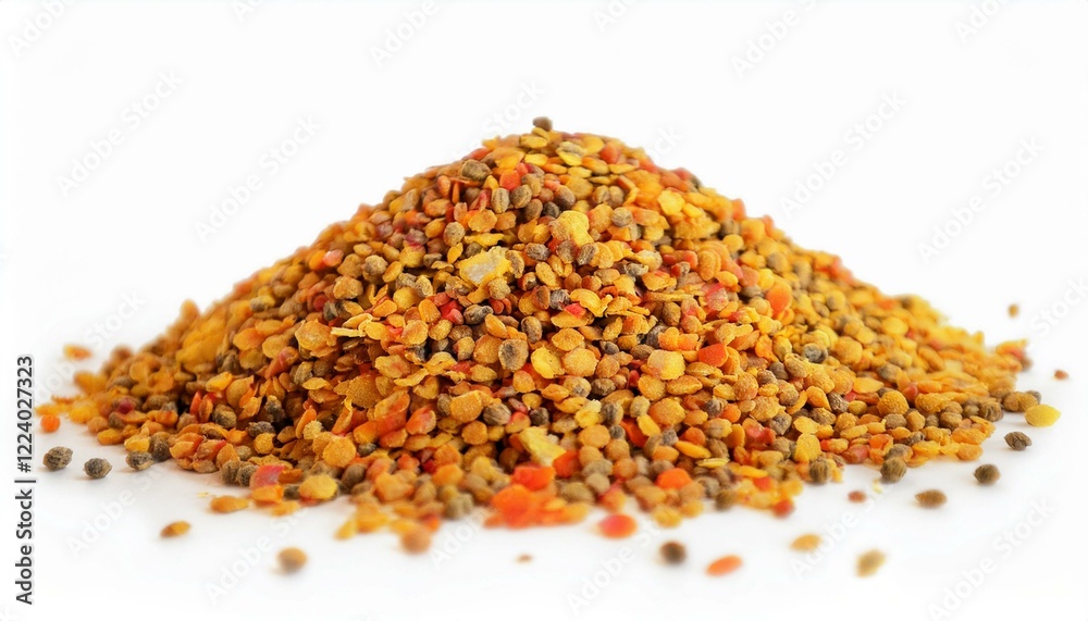 Pile of bee pollen, vibrant yellow and orange grains. Pile of bee pollen, vibrant yellow and orange grains.