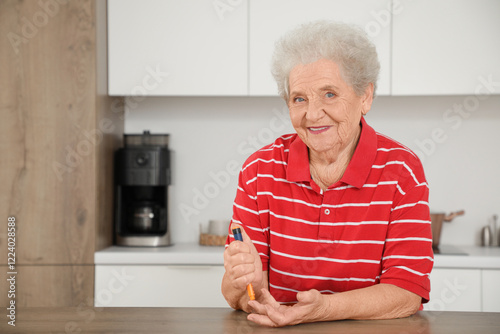 Diabetic senior woman using...