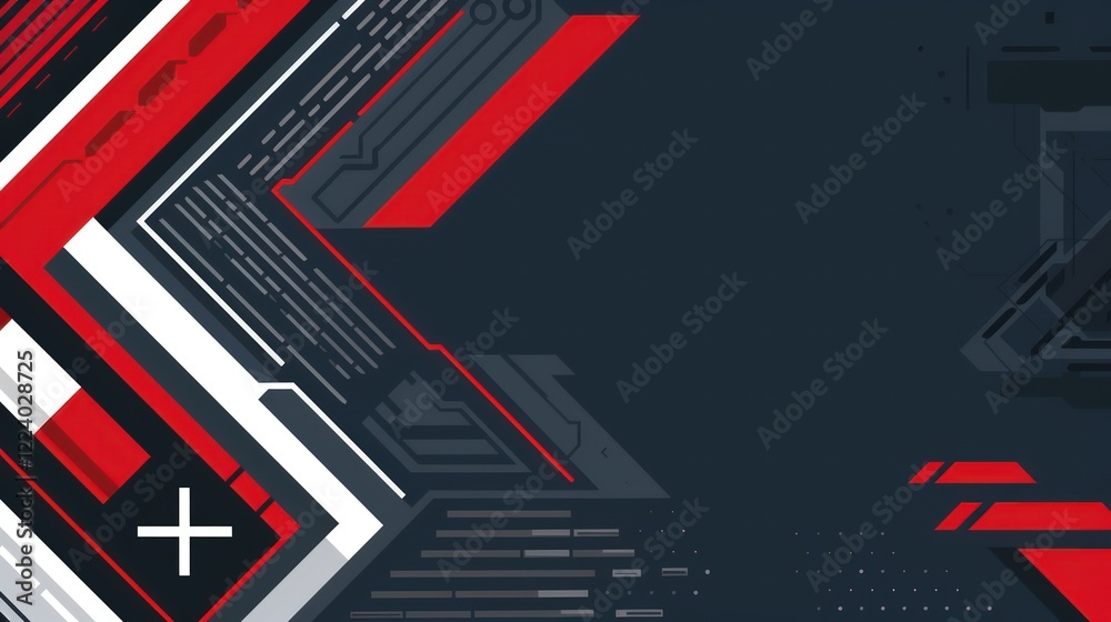 Naklejka premium Abstract Red and Black Geometric Technology Background