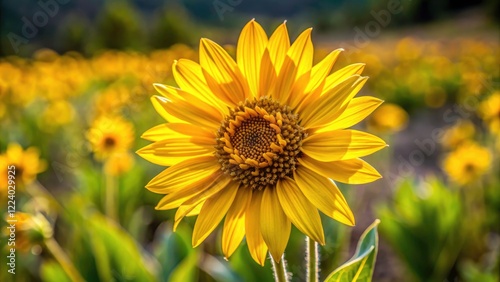 Yellow Arrowleaf Balsamroot Wildflower Portrait Photography: Stunning Close-up Images of Nature's Beauty photo