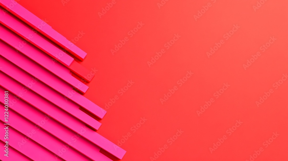 Obraz premium Abstract Pink Geometric Shapes on Red Background Modern Minimalist Design Creative Composition