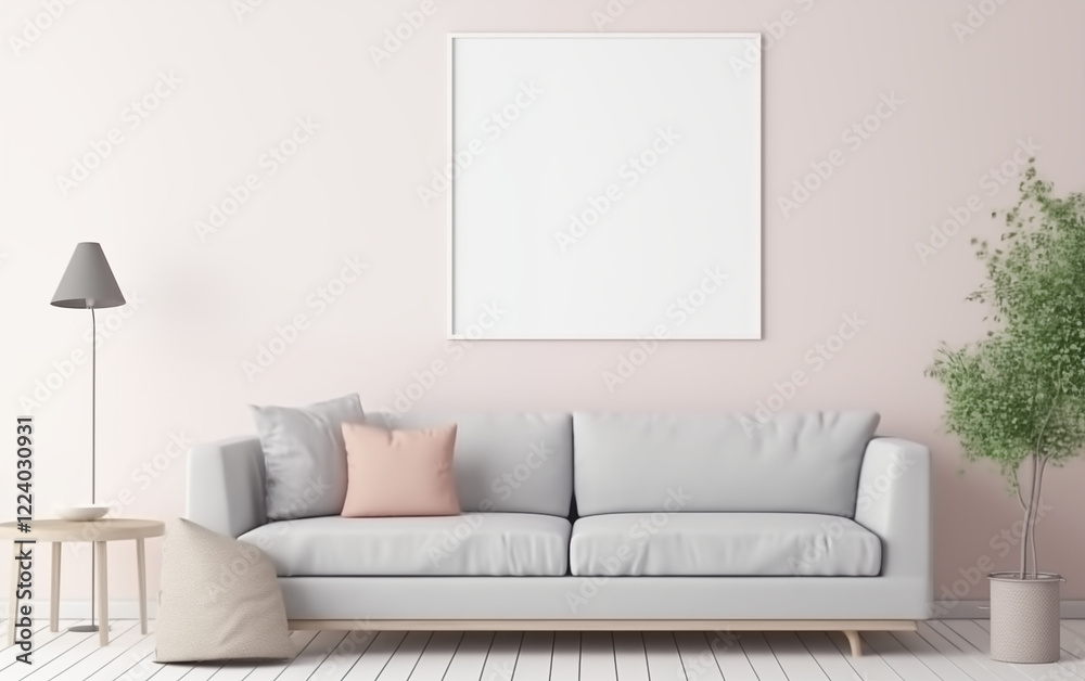 blank 9:6 ratio frame for mockup adversitement hanging on the wall with bohemian style living room blank 9:6 ratio frame for mockup adversitement hanging on the wall with bohemian style living room
