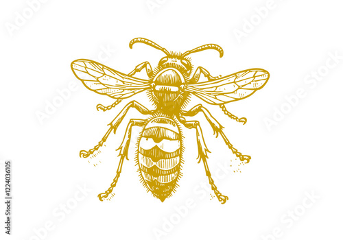 Yellowjacket hand drawn Illustration Sketch Vector Isolated