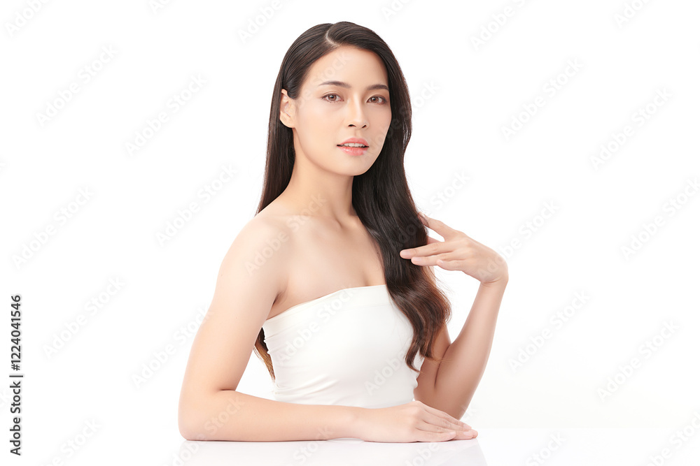 Beautiful young asian woman with clean fresh skin on white background, Face care, Facial treatment, Cosmetology, beauty and spa, Asian women portrait. Beautiful young asian woman with clean fresh skin on white background, Face care, Facial treatment, Cosmetology, beauty and spa, Asian women portrait.