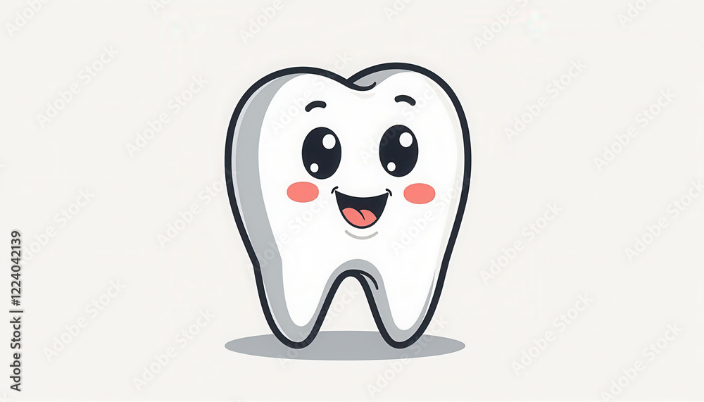 Smiling Cartoon Tooth with Blush and Heart Eyes Smiling Cartoon Tooth with Blush and Heart Eyes