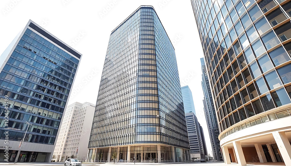 Fototapeta premium Contemporary Office Buildings on White Background