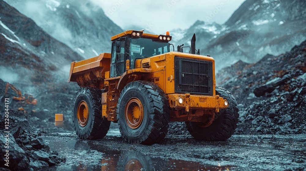 Powerful Mining Dump Truck in Mountainous Terrain Powerful Mining Dump Truck in Mountainous Terrain
