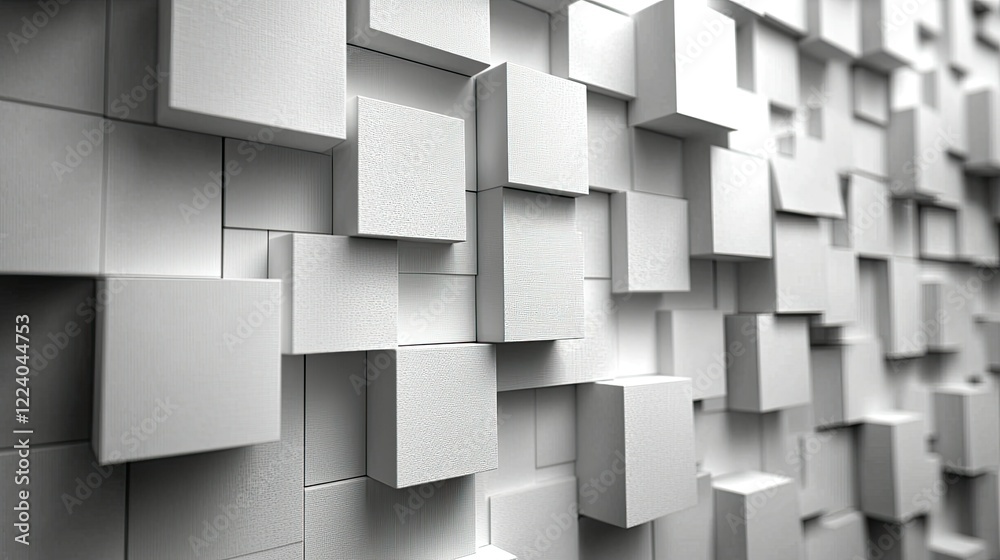 Obraz premium Abstract White Cubes Geometric Pattern Wall