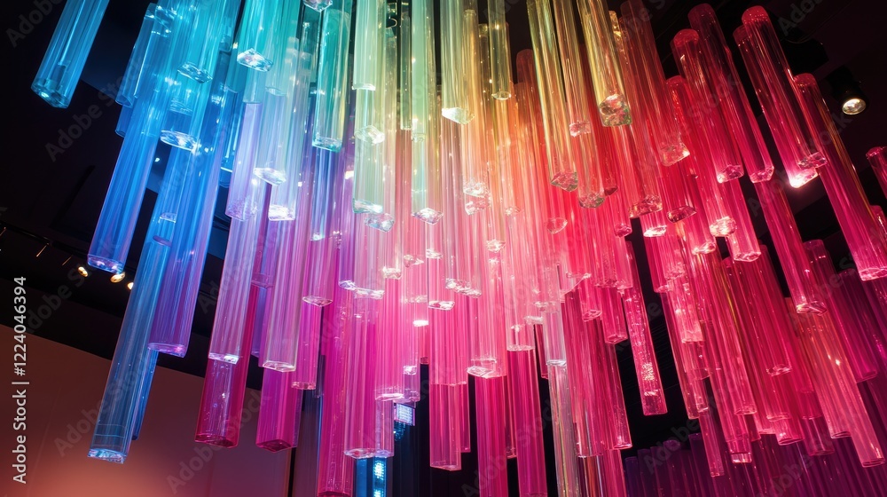Radiant, prism-like spectrum of light cascading downward, evoking a futuristic vibe. Radiant, prism-like spectrum of light cascading downward, evoking a futuristic vibe.