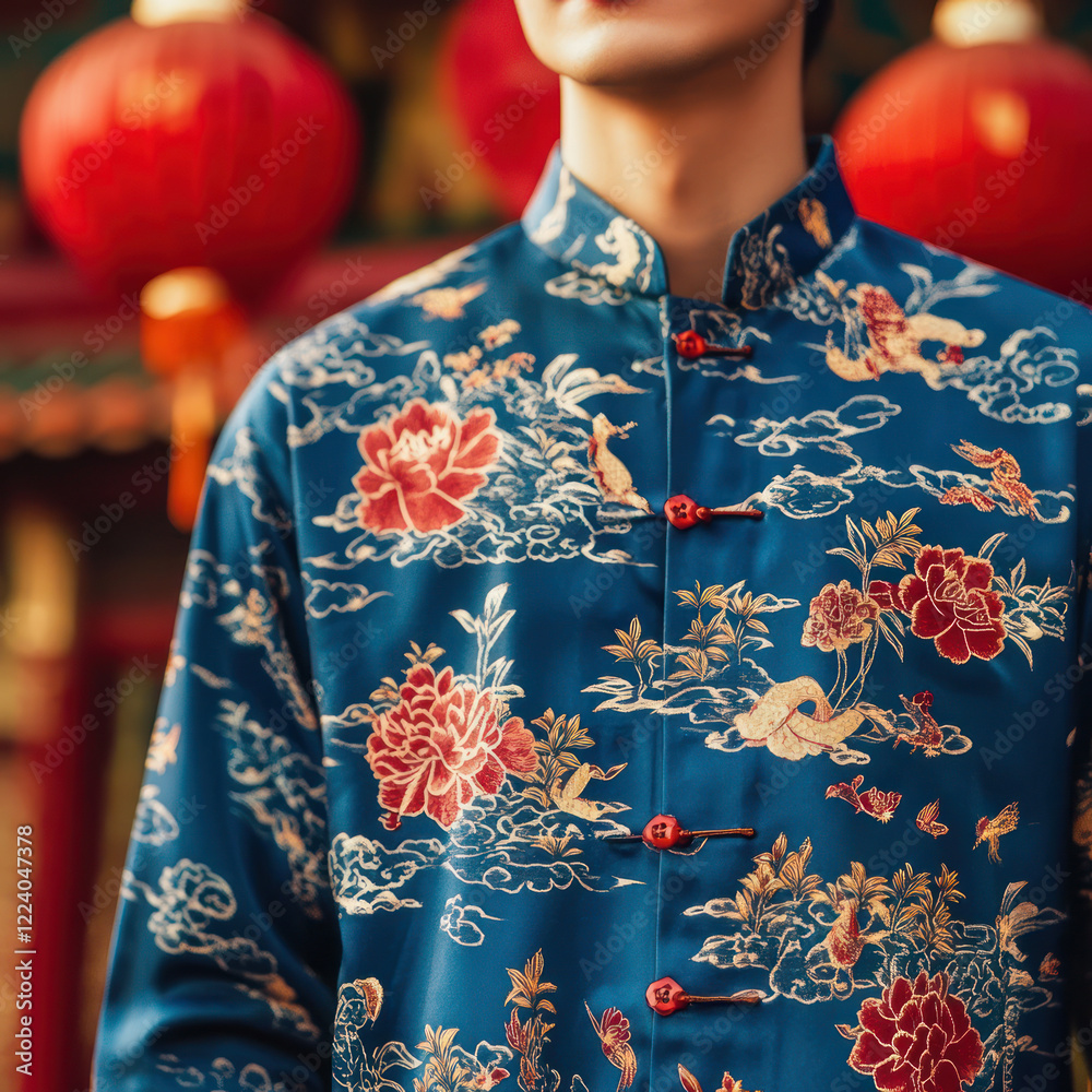 Naklejka premium Blue Shirt of Chinese