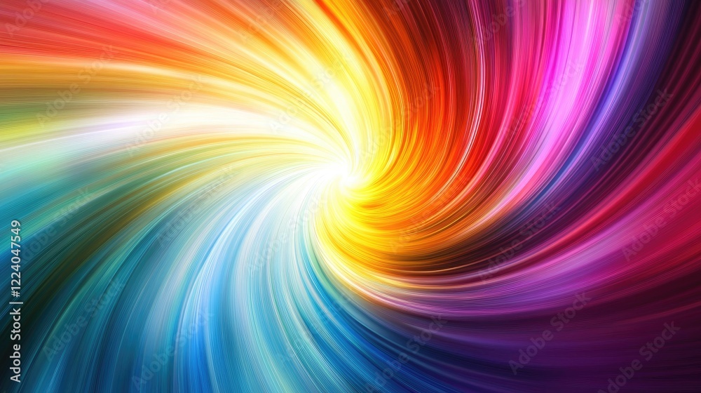 Obraz premium Abstract holographic film texture with swirling rainbow gradients and reflective metallic shine.
