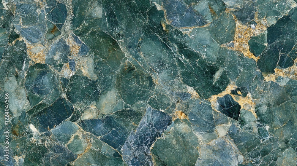 Obraz premium Abstract marble effect combining emerald green, cobalt blue, and gold, mimicking natural stone.