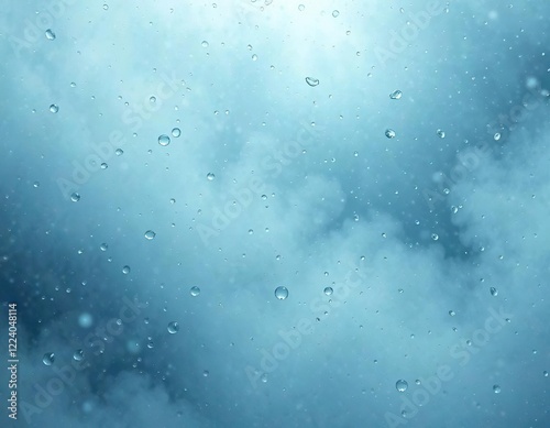 Water droplets suspended in a foggy atmosphere, hazy ambiance, atmospheric water