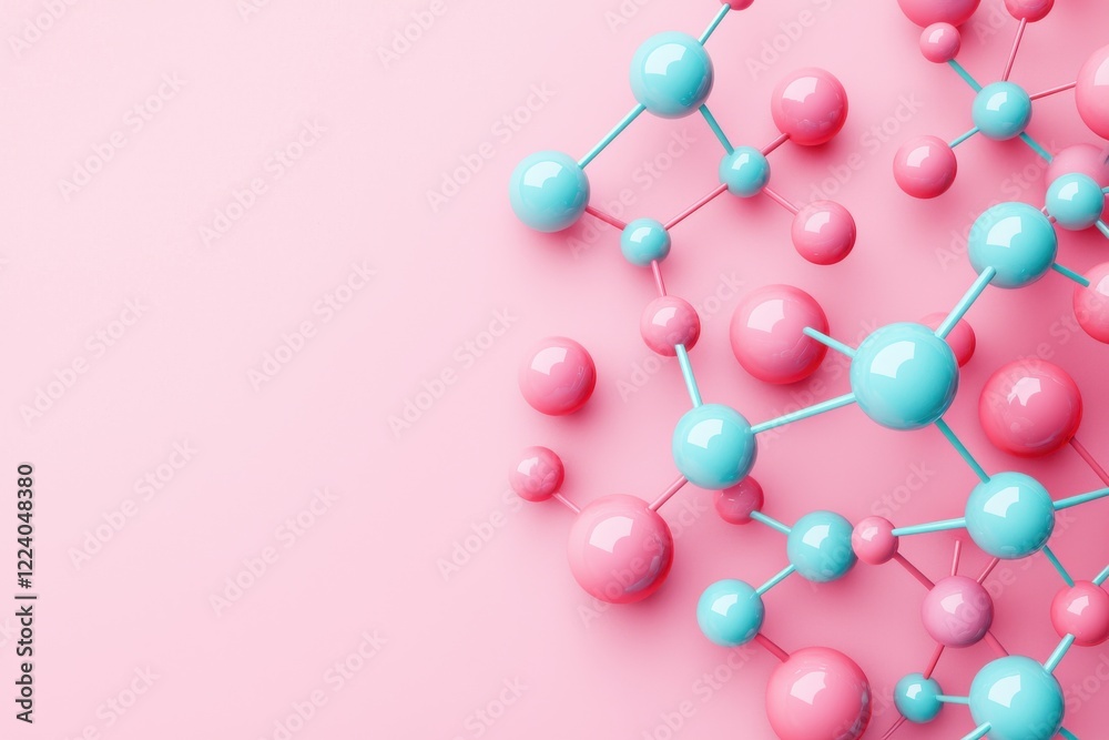 Atoms and bonds exploring a pastel abstract molecular network Atoms and bonds exploring a pastel abstract molecular network