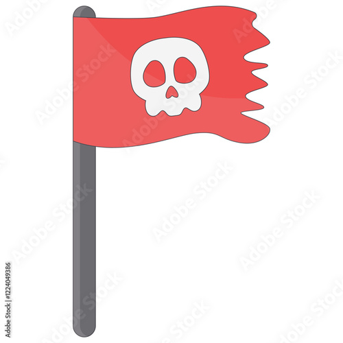 Pirate Treasure with Cute Cartoon Design Concept. Isolated on White Background. Vector Element