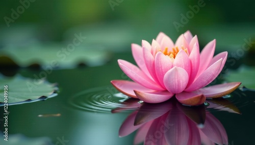 Soft water lily petals and delicate ripples in the water, waterpainting, serenity, softfocus photo