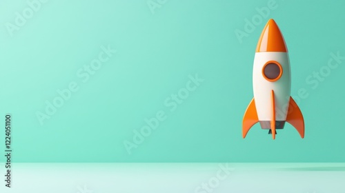 Rocket Launching Against Minimalist Background