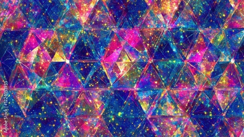 Cosmic Gemstone Mosaic Abstract Triangular Pattern