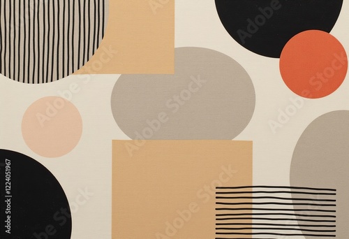 シームレスな抽象的な日本の生地、現代的、ニュートラルカラー、スタイリッシュなテキスタイルパターン、ミニマリストデザイン、エレガント、生地見本、モダンな美学。
