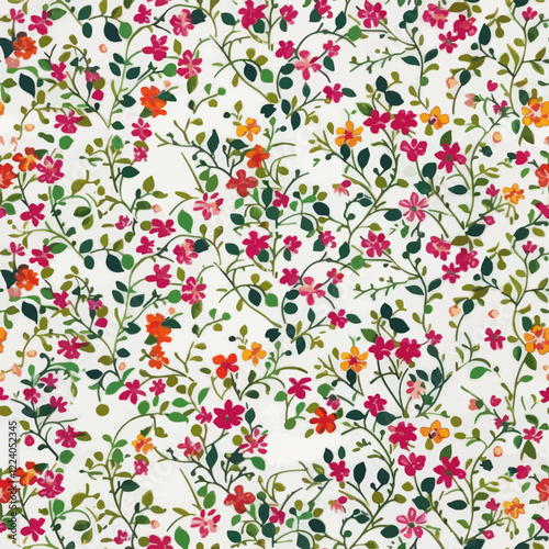 Cute small flowers and vines watercolor seamless pattern. Watercolor print in rustic vintage style, textile or wallpapers.