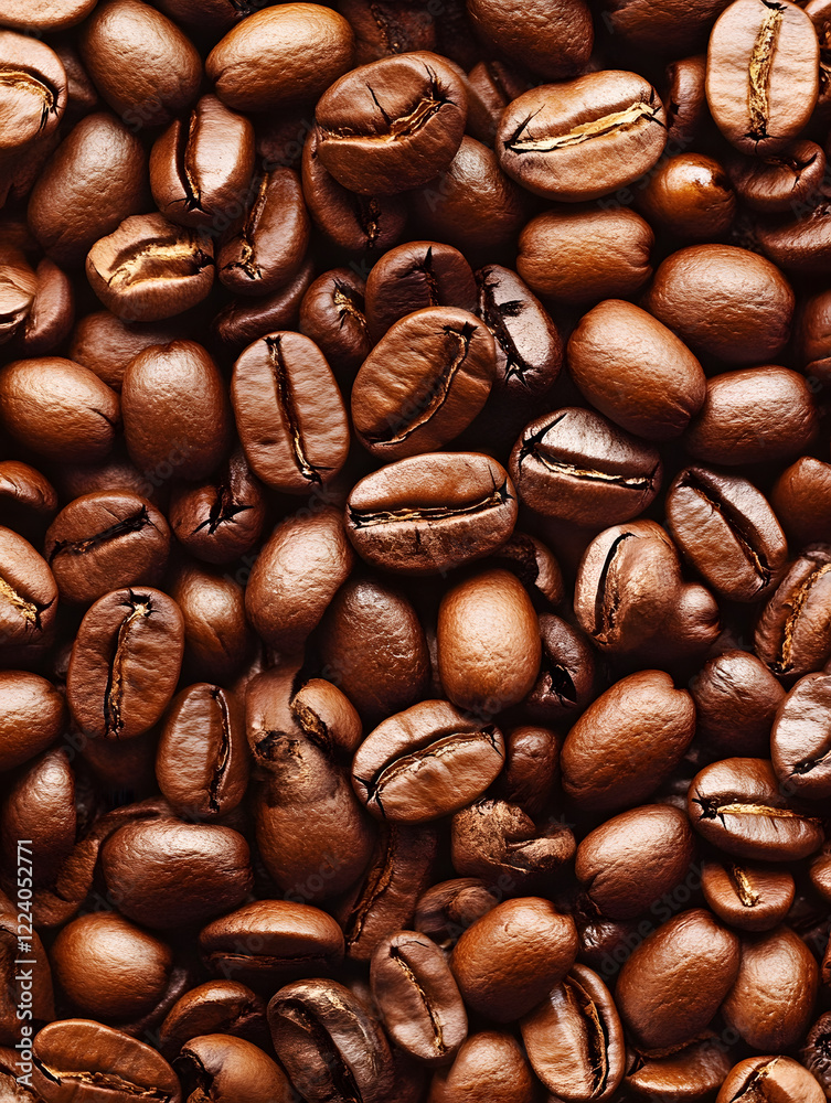 Obraz premium Closeup Of Roasted Coffee Beans With Rich Texture For Perfect Caffeine Experience : Generative AI