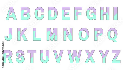 set of colorful line alphabet vector design