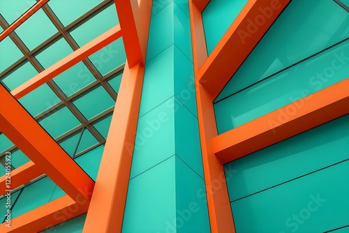 modern architecture  with bold geometric and vibrant colors