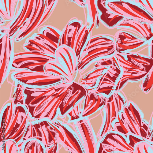 Red Abstract Floral Seamless Pattern Design