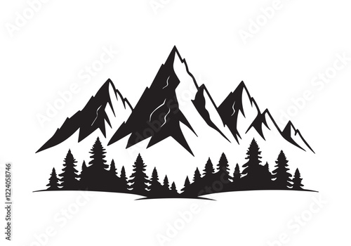 Hand drawn mountain range silhouette