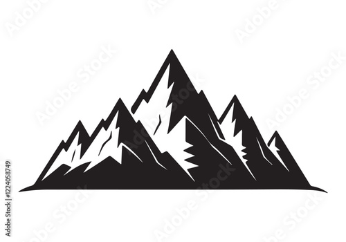 Hand drawn mountain range silhouette