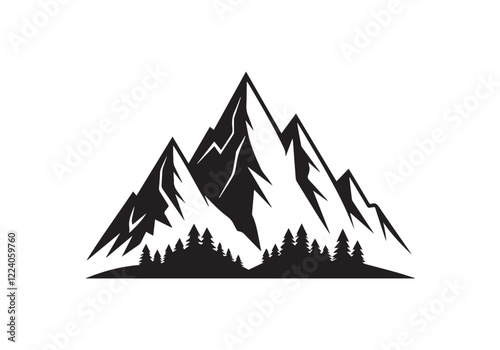 Hand drawn mountain range silhouette