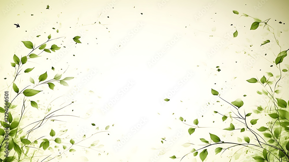 Delicate Green Leaves Frame Soft Background Delicate Green Leaves Frame Soft Background