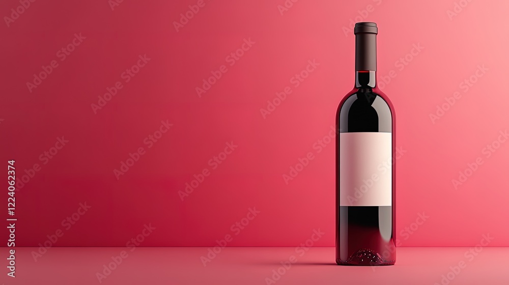 Elegant 3D mockup of a wine bottle with blank label, set against a gradient background Elegant 3D mockup of a wine bottle with blank label, set against a gradient background